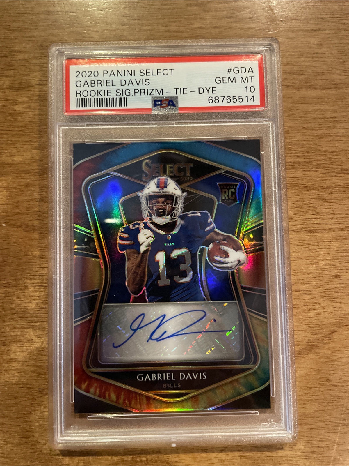 Gabriel Davis Panini Select Jumbo Rookie Signature Swatch Prizm #GDA Tie-Dye
