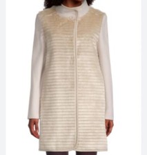 Nwt Cinzia Rocca Icons Faux Fur Beige Coat Size 8 $1105