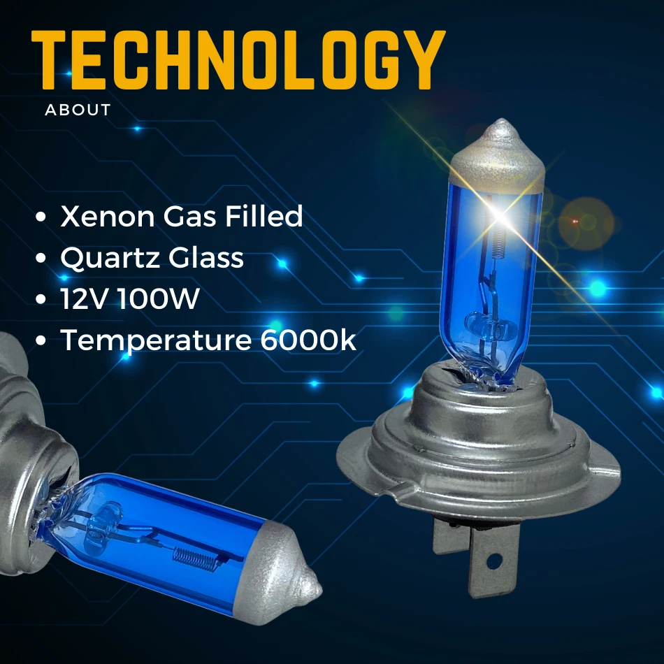 H7 Xenon White Headlight 100w Bulbs Super 8500k Lamp Light Effect Hid 12v Bulb - Image 4 of 4