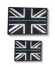 Thin Green Line Union Jack Hook Fastener backed patch Set Ambulance Paramedic