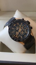 TAG Heuer Carrera Skeleton Dial Auto Chronograph 45mm Black Strap Box Papers