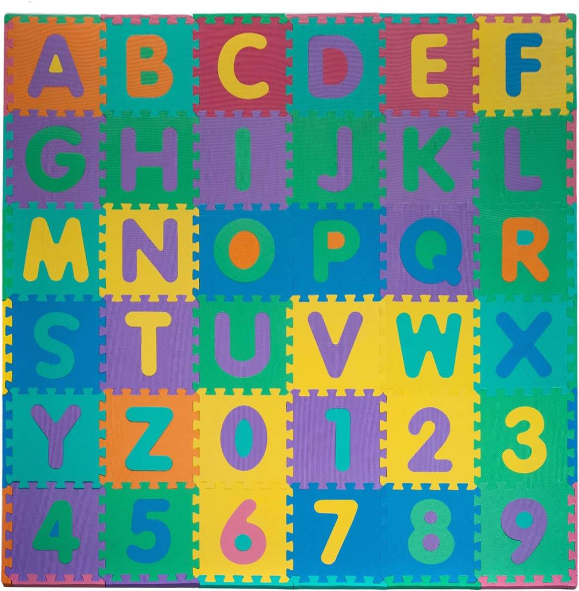 Kids' 96-Piece Foam Floor Alphabet and Numbers Puzzle Play Mat for