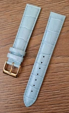 18mm VINTAGE APOLLO PRESTIGE CROCODILE GRAIN TURQUOISE WATCH STRAP, GOLD BUCKLE