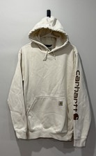 Vtg Mens Small CARHARTT K288 W03 Loose Fit White Pullover Sweatshirt Hoodie