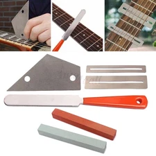 Guitar Luthier Tool Kit File Fret Crowning Grinding Stone Protector Shim Leveler