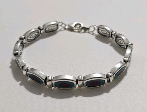 Vintage Western 925 Sterling Silver Turquoise Gem Bracelet Jewelry Gift