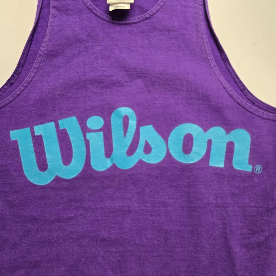 Camiseta sin mangas Wilson vintage M púrpura camiseta de entrenamiento atlética 100 % algodón sin mangas Foto 2 de 4