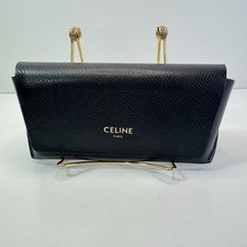 Celine Paris Black Leather Eyeglass Case   Gold Logo   Luxury Sunglass Holder