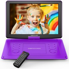 DBPOWER 17.9" Portable DVD Player 15.6" Swivel Screen 6Hour Rechargeable Purple