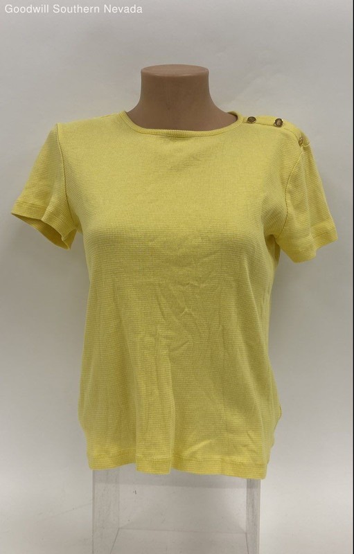 Lauren Ralph Lauren Women's Yellow Short Sleeve Shirt - Size Medium
