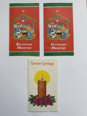 3 Stück Papier Weihnachtskarten 80er Jahre OHNE UMSCHLÄGE