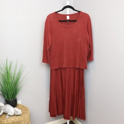 Peruvian Connection Pima Cotton Knit Set Rust L