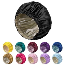 Double Layer Silk Bonnet for Sleeping for Women and Men Large Satin Hair Cap ...