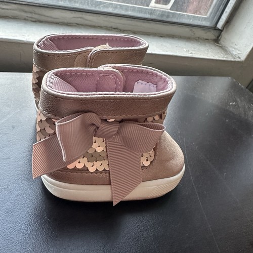 Baby Deer Scarlett Shimmer Hight Top Boots for Infant Girls Size 0 Pink - Picture 3 of 5