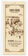 Ristorante Luciano Menu North Star Mall San Antonio Texas 1998 