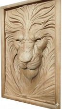 Holzrelief Wandbild Löwe 3d Bild Holzbild  Holz  Buche 