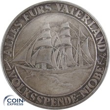 DEUTSCHLAND Medaille 1932 Gedenken Opfer von Fehmarn Schulschiff Niobe  Silber