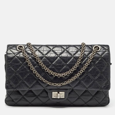 Chanel Black Quilted Aged Leather Reissue Classic 226 Flap