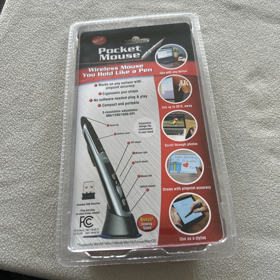 Pocket Mouse Pen As Seen On TV Genuine USB Wireless Optical 2-in-1 Digital Pen - Image 2 of 2