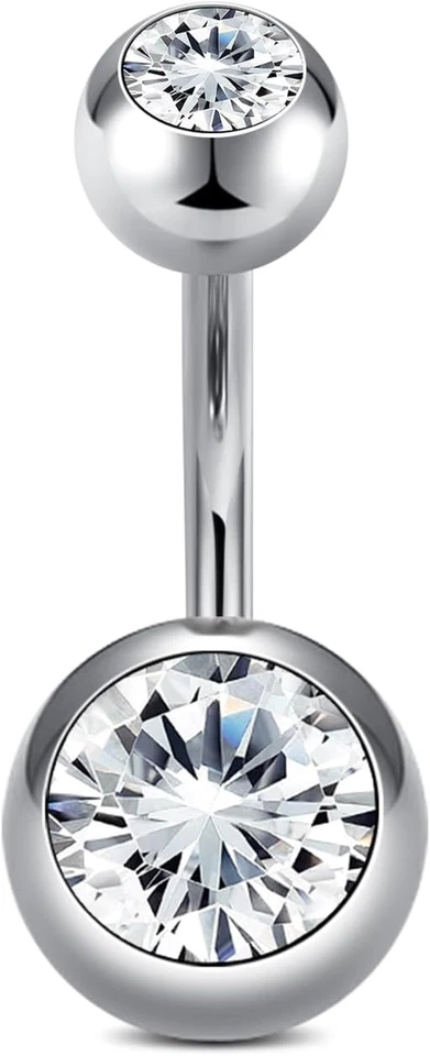 Piercing Ombelico,6Mm 8Mm 10Mm 12Mm 14Mm 16Mm Piercing Ombelico Titanio Argento - Immagine 2 di 4