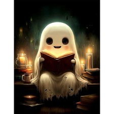 Halloween Diamond Art Kits for Adults, Book-Reading,Ghost Diamond Painting Kits,