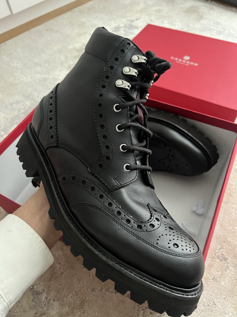 Grenson Fred Black Wp Vibram Men's Brogue Boots Waterproof Size UK 10,5  BNIB