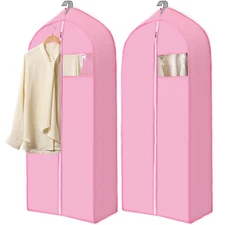 2 Pcs 10" Gusseted Garment Bags for Hanging Clothes Dress Bags for Gowns Long...