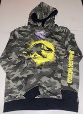 Jurassic Park Hoodie Pullover green Camo Sweatshirt kids size 12