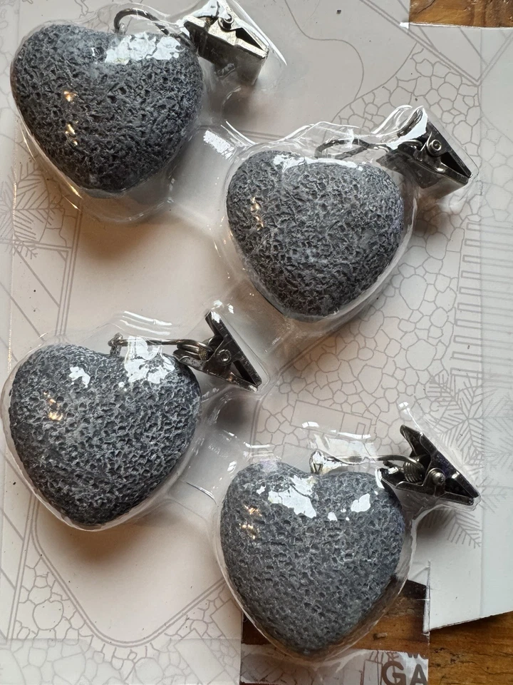 Neu 4 X Tischtuch Beschwerer Herz Steinoptik Tischdecke Klammern