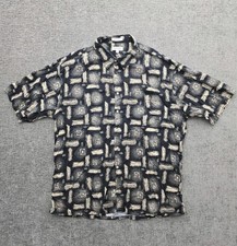 Pierre Cardin Vintage Rayon Shirt XXL Abstract Pattern Short Sleeve Made Korea