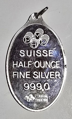 Pamp Suisse Half Ounce Fine Silver Lady Fortuna .999 Fine Silver Pendant Cameo