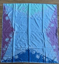 Vintage Vera Neumann Silk Scarf Tropical Floral Green Blue Violet 27  x 26  