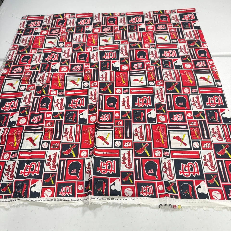 fabric traditions quilting cotton MLB red baseball cardinals 2015 28x58 1.6 yard - Image 2 of 4