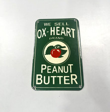 Porcelain Ox-Heart Peanut Butter Vintage Enamel Sign General Store 8x5 USA DDP