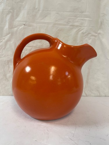 VTG Orange Pottery Ball Pitcher Red Wing RumRill Orange Glazed Ceramic i547 - Picture 4 of 10