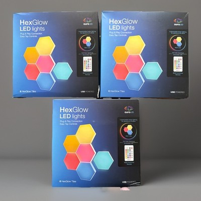 Aura LED Hex Glow Battery Operated Light (3 x 6-Packs) Dimmable Touch Sensitive