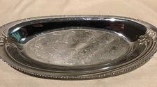 Vintage Krome Kraft Farber Bros. Stainless Dish Serving Bread Tray 12”