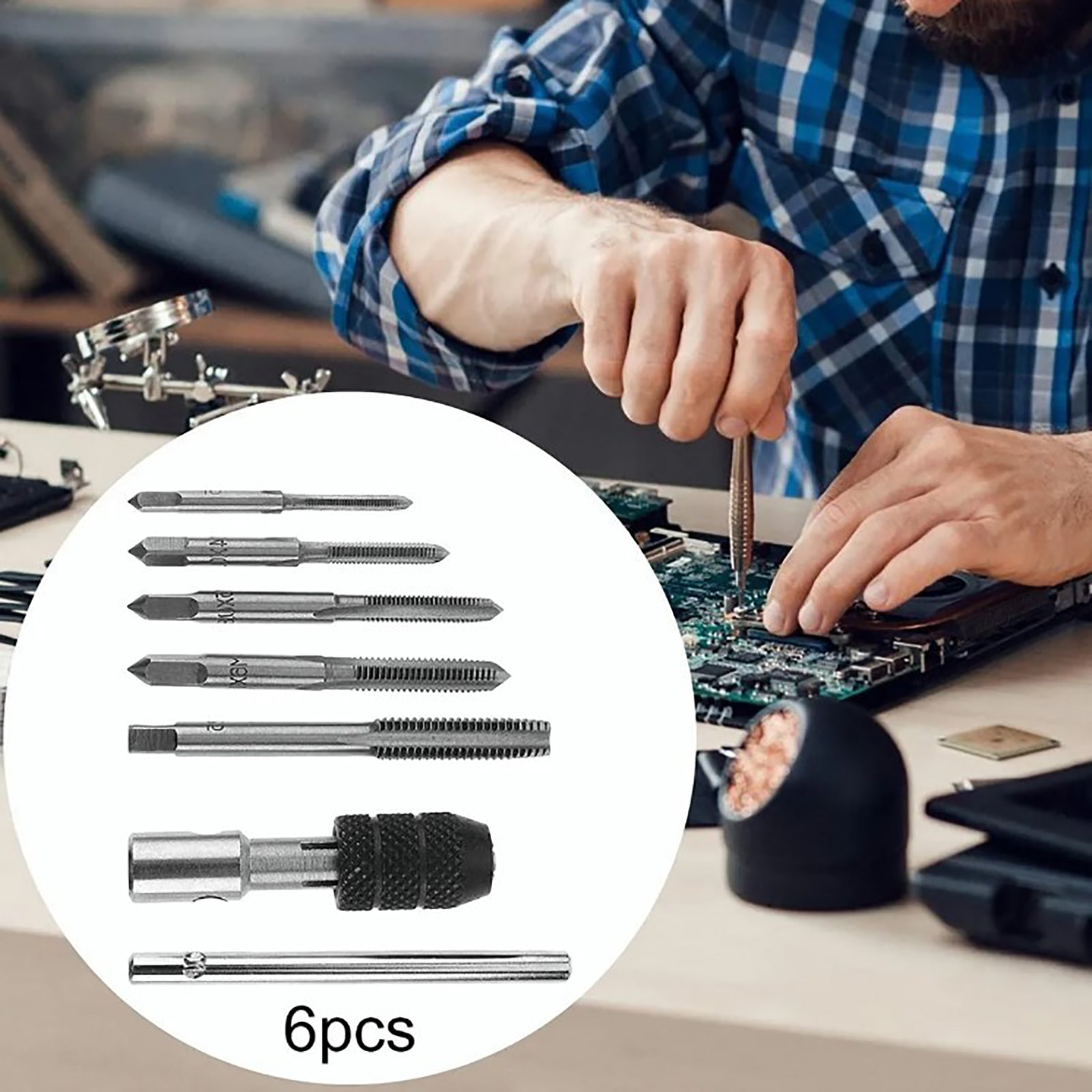 6Pcs T Type Tap Wrench Set T Handle HSS Hand Tool For Auto Mechanical
