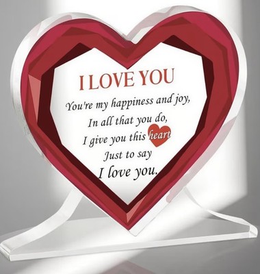 Acryl-Plakette in Herzform - Ich liebe dich Tischplatte Geschenk Valentinstag Ihn Sie