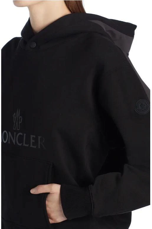 NUOVA FELPA CON CAPPUCCIO DONNA MONCLER LOGO NERO COTONE TOP SMALL