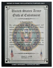 MC-NICE: ARMY Oath of Enlistment Certificate Name & Date PERSONALIZED