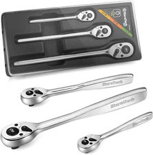 3-Piece Ratchet Set, 1/4", 3/8", 1/2" Drive, 90-Tooth, Quick-Release, Contour Ha