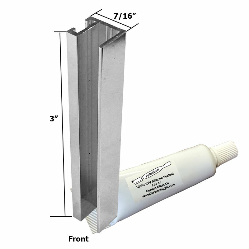 3" Chrome Frameless Shower Door UChannel with Sealant
