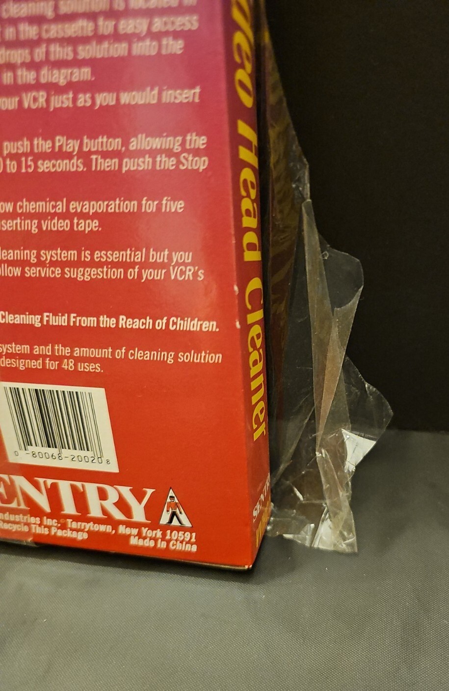 Sentry VHS/VCR Video Head Cleaner, NonAbrasive w/Cleaning Fluid