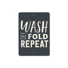 Wash Dry Fold Repeat Sign, Laundry Cycle Sign, Cute Laundry Sign
