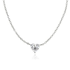 Sterling Silver Small Dainty Cubic Zirconia Heart Choker Necklace