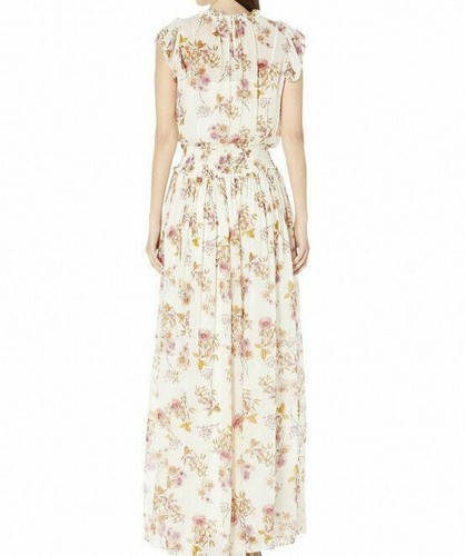 ml Monique Lhuillier Printed Flutter Sleeve Printed Maxi Dress Women's : 6
