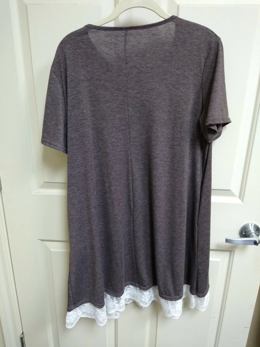 T shirt dress top with lace bottom