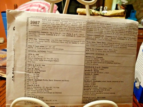 McCall's 3987 Fashion Accessories "Hats and Purses" UNCUT - Picture 2 of 4