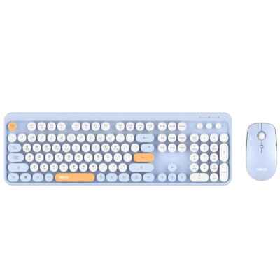 ABKO WKM01 Retro Wireless Keyboard & Mouse Combo Set [Blue]  Korean English